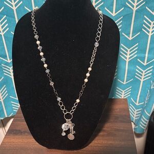 Plunder Silver and Cream Charm Necklace